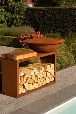 Ash Wood Worktop - Tiger Fire Plancha BBQ 112