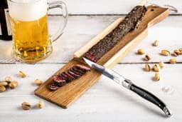 Wurstbrett Akazie mit schwarzem Messer