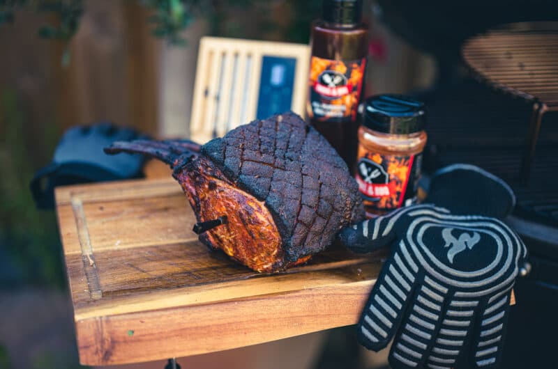 Pork Rack with Baked Potato and Vegetables
