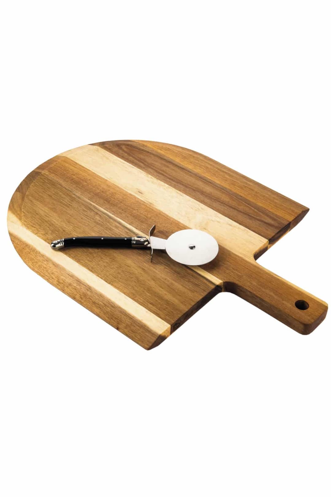 Pizzaschneider mit Servierbrett Akazienholz