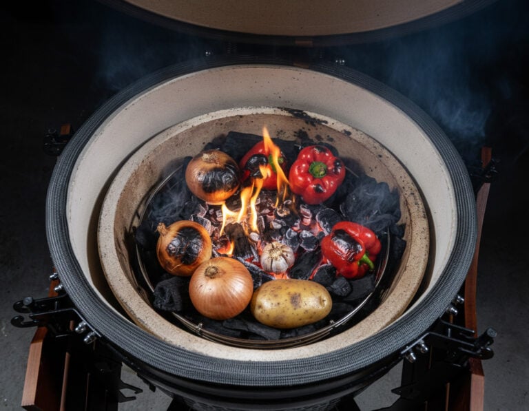 poffen op de kamado bbq