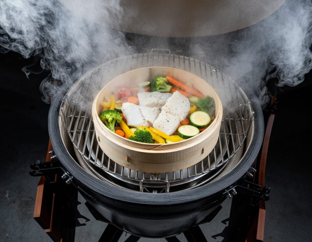 stomen op de kamado bbq